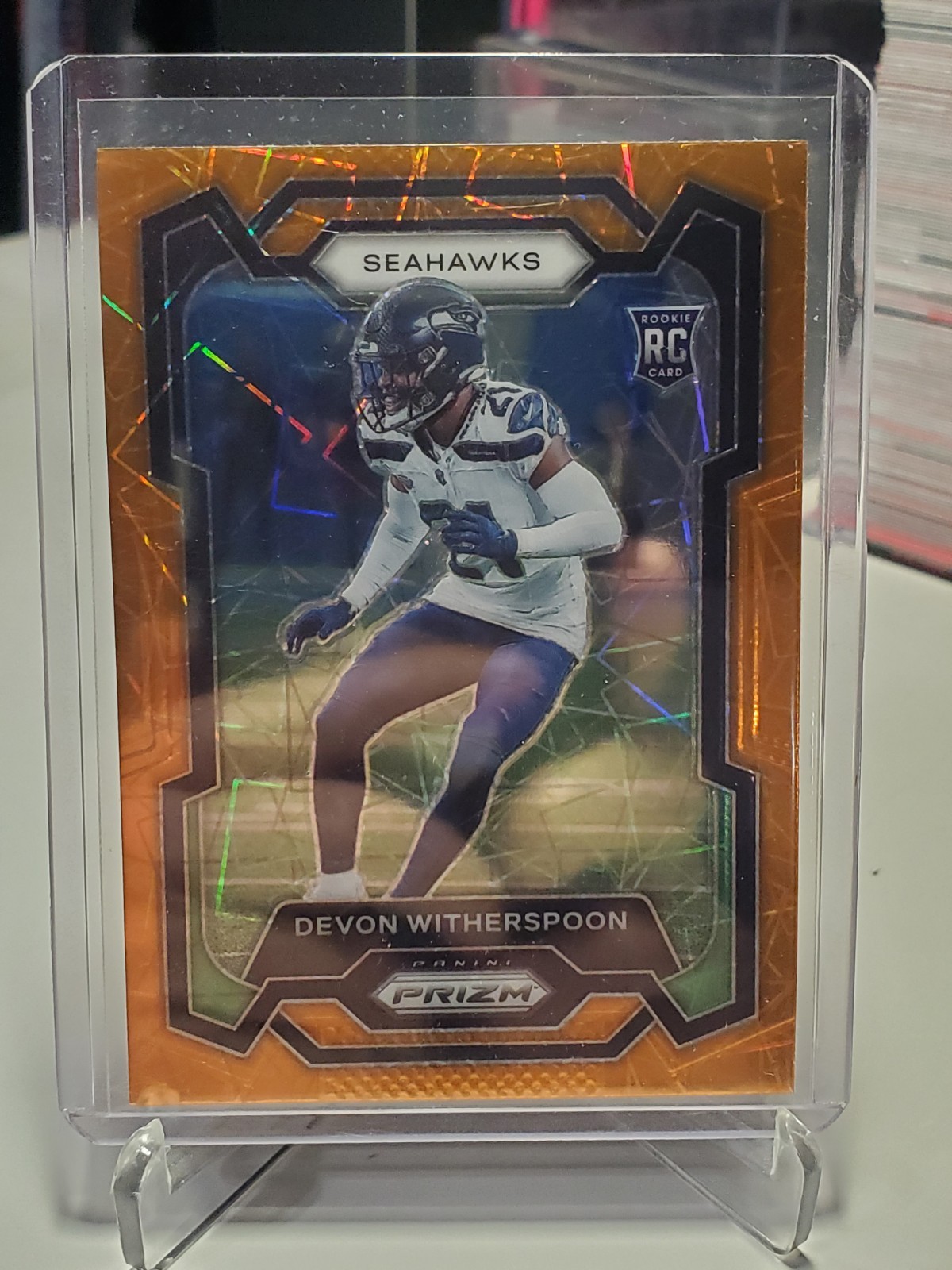 2023 Panini Prizm Devon Witherspoon RC #389 Orange Lazer Prizm Seahawks 