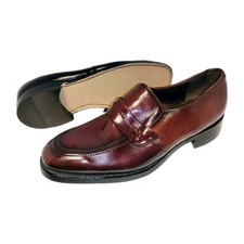 Vintage Deadstock Morgan Quinn mens Brown leather Loafers Stitched soles Size 9