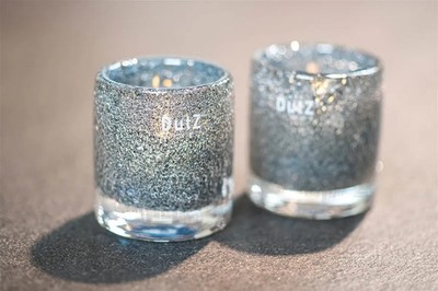 SALE -Dutz VOTIVE GALAXY Blau Bubble, H 10cm, D 9cm, Windlicht Glas mundgeblasen