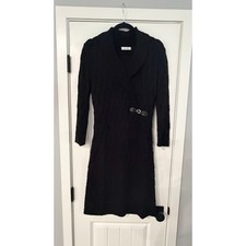 Calvin Klein Women’s Buckle Black Wrap Cable Knit Sweater Dress Size Large