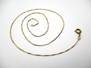 14K Yellow Gold Box Chain Necklace 18" 2.3 Gr [N131]