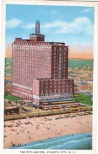 Atlantic City NJ The Ritz-Carlton Hotel Aerial View Linen Postcard Unposted