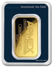 APMEX 1 oz .9999 Fine Gold Bar American Precious Metals Exchange Gold Bar 3500.00 per troy oz