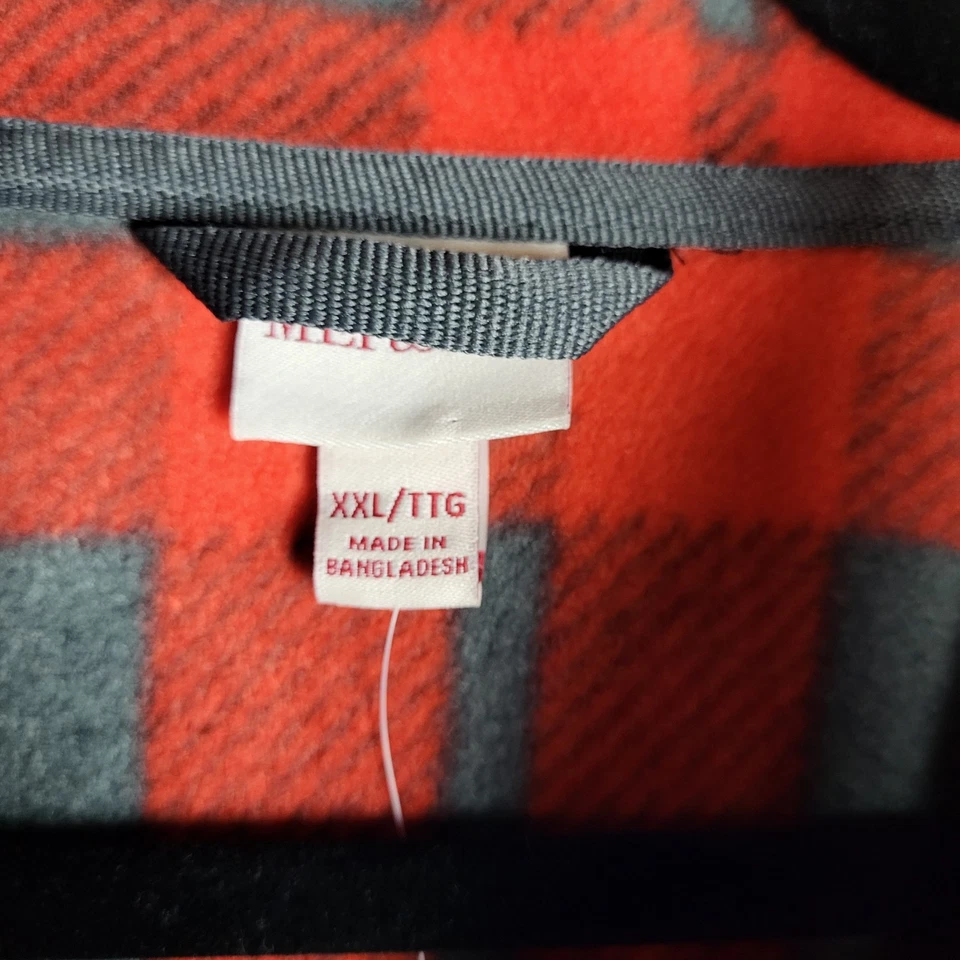 Chaqueta polar Merona Cabincore cremallera completa para mujer Plus 2X roja gris a cuadros nueva con etiquetas Foto 4 de 4