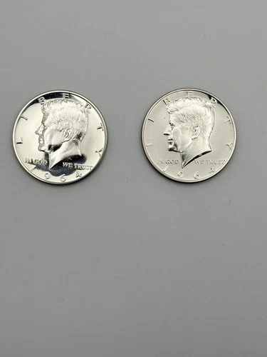 1964 Kennedy Half Dollar Proof Silver 2 Coin Lot 90% Nice Eye Appeal#1118