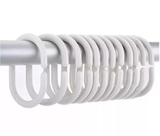 Set of 12 white Bathroom Shower Curtain Rings Round Snap Quality Plastic dr4