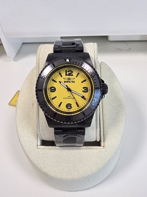 Invicta Specialty Men's Watch 41mm All Black Band/Yellow Dial