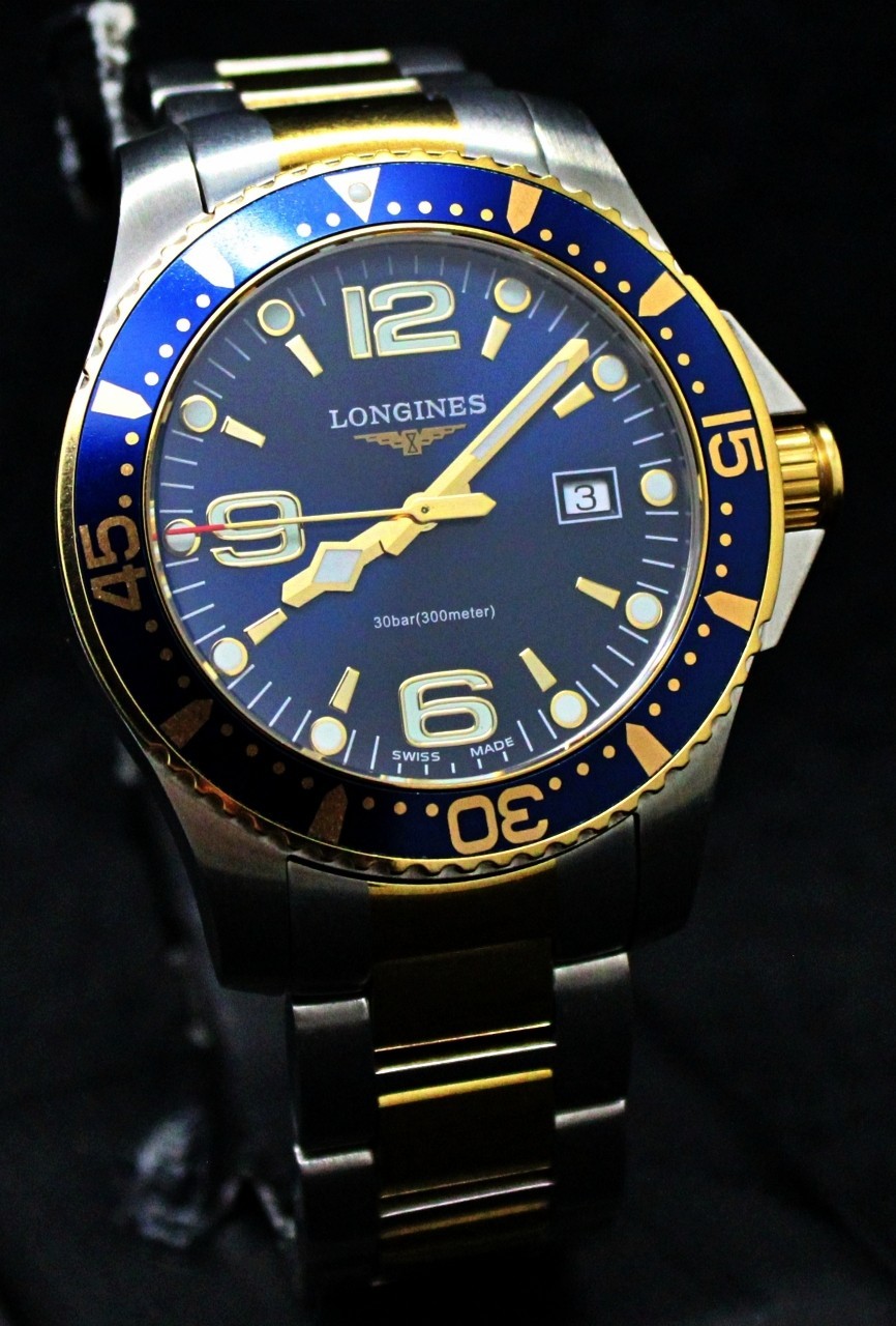 Longines HydroConquest L3.640.3 Swiss Rotating Bezel Blue Watch 'Box and Paper'