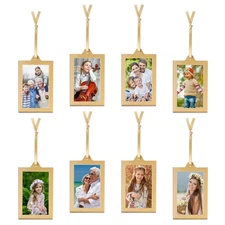 8 Pack Christmas Clear Hanging Photo Frame 2x3 Inch Double-Sided Acrylic Small