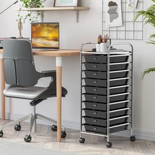 10 Drawer Rolling Storage Cart Scrapbook Paper Office Organizer Black