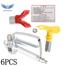 6 PCS 3600PSI Airless Paint Spray Gun 517 Spray Tip + Nozzle Guard for Sprayers