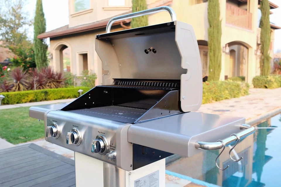 Kenmore Barbacoa de 3 Quemadores Parrilla de Gas Exterior Barbacoa LP Parrilla Mesas Laterales Plegables Wh Foto 2 de 4