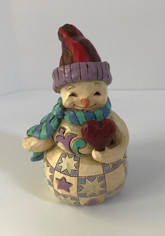 Jim Shore 3.5” SNOWMAN WITH HEART MINI W/HEART  Christmas Figurine 2017