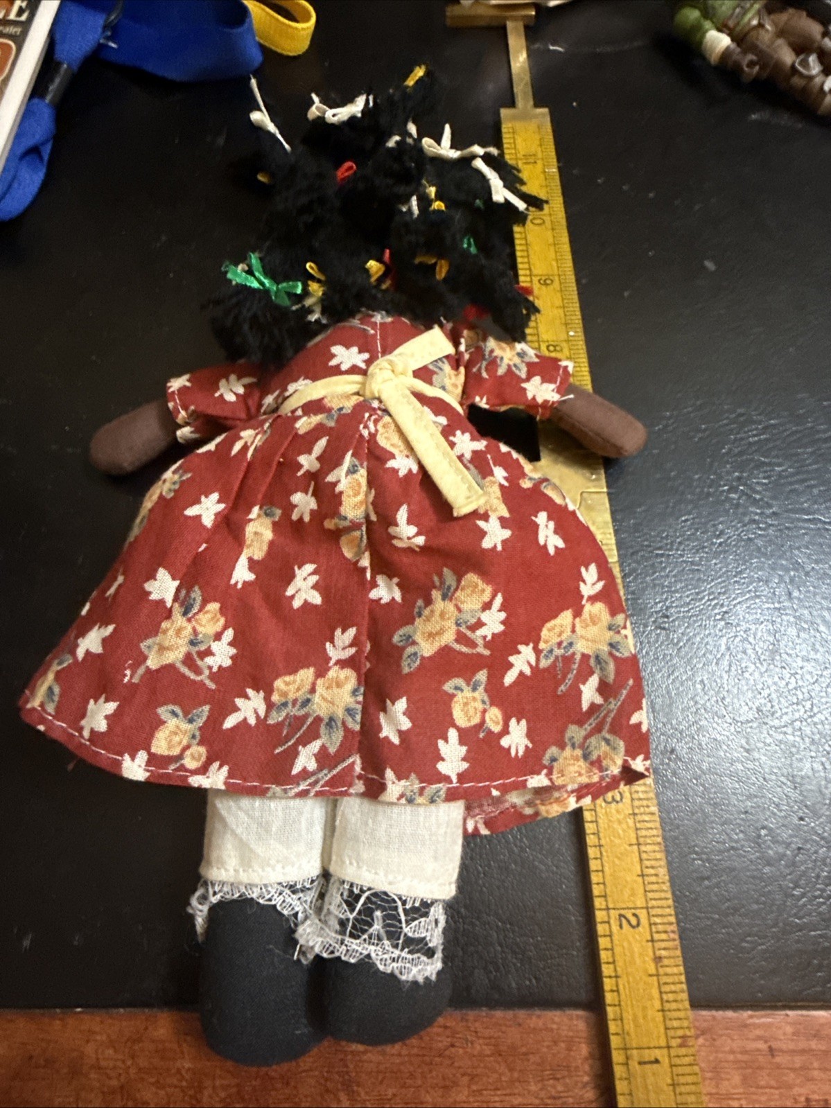 Vintage Gambina African American Cloth Folk Art  Doll 9”