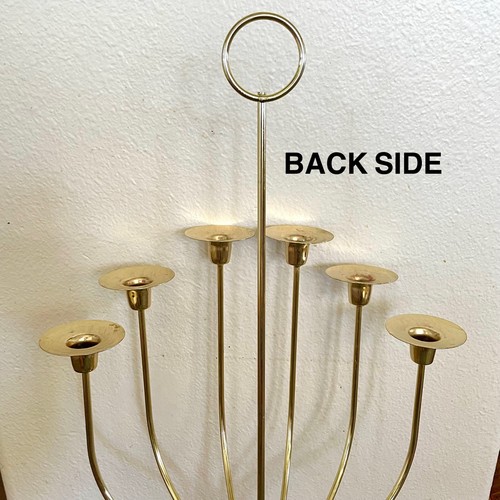 Vintage Large Brass Tone Hollywood Regency Cottage Core 6-Candle Wall Sconce - Picture 9 of 10