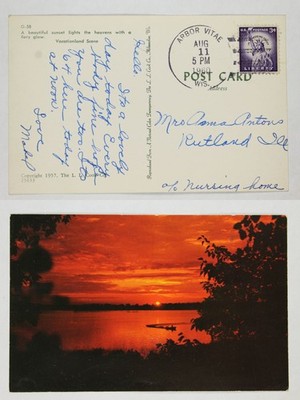 1957 Sunset Glow Postcard with L.L. Cook Co. Reproduction