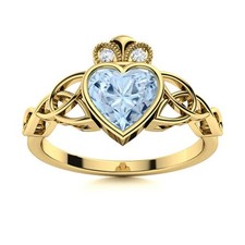 Aquamarine Gemstone Sterling Silver Three-Stone Womens Gift Ring Jewelry