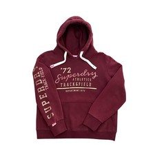 Superdry Track Field Burgundy Gold Logo Oversized Hoodie Womens US 12 Street