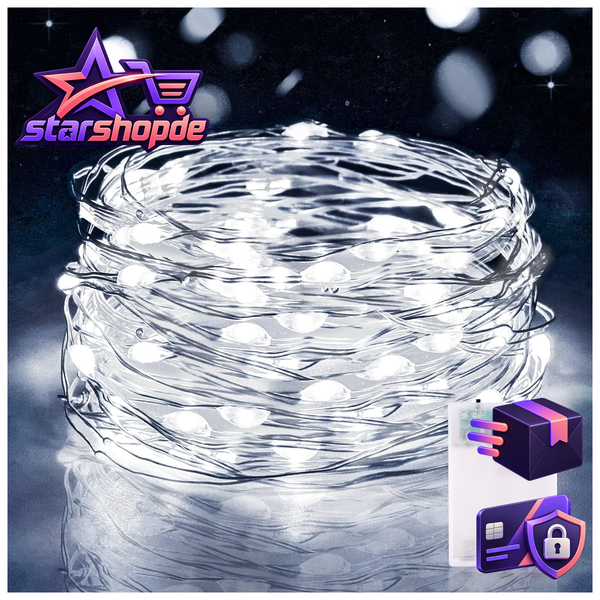 Lichterkette 50 LED 5M IP65 Wasserdicht Kupferdraht Kaltweiß FüR Party Deko-image