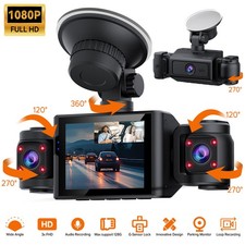 3 Channel Car Dash Cam 1080P Front Left Right Night Vision Driving Video Camera