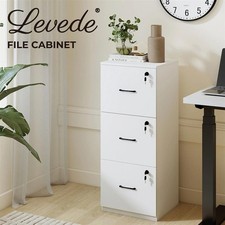 Levede File Cabinet 3 Lockable Drawers Modern Filing Storage Cabinet Home Office