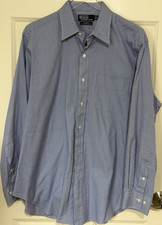 Polo Ralph Lauren Andrew Men's Dress Shirt Blue Check 100 Cotton 16.5 34/35