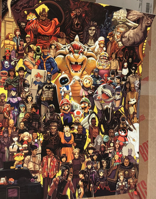 Super Mario & Alien Characters Color Collage Poster   Bowser, Mario, Luigi, Toad