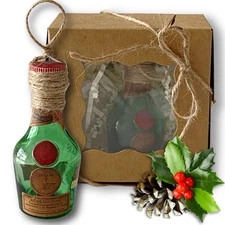 Benedictine D.O.M. Liqueur Artisan Vintage Miniature Glass Bottle Ornament