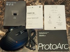 ProtoArc Wireless Black Trackball Mouse EM01 NL Ergonomic Bluetooth