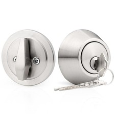 Single Side Deadbolt Lock Brushed Nickel Keyed Cylinder Deadbolt Anti Theft Lock