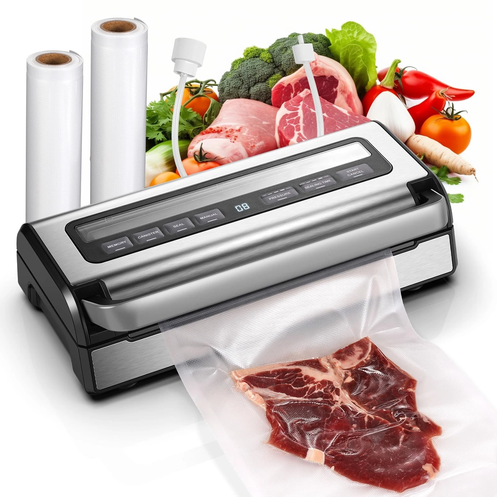 95KPa Automatic Vacuum Sealer, 9-in-1 Food Sealer for Dry/Moist/Liquid Foods,...