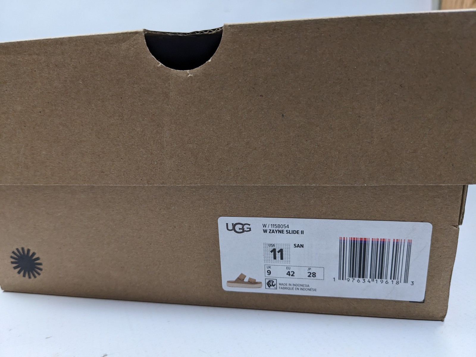 SAOLA Sandali UGG donna 11 Zayne Slide II scamosciati 1158054 SOLO SCATOLA VUOTA