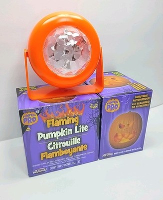 Brand New Lot Of 2 Pumpkin Pro Halloween Flaming Pumpkin Light Timers