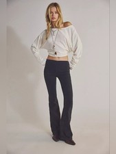 Free People We The Free Penny Pull-On Flare Jeans Black Size 27 RARE Style