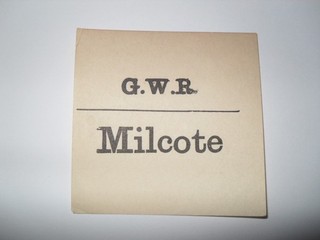Great Western Railway luggage label to Milcote