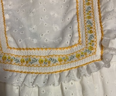 Patty O'Neil Women s M VTG 70s White Floral Embroidered Maxi Dress Cottagecore