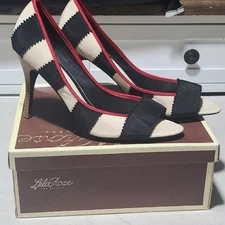 Very Nice Lela Rose for Payless Black & Cream Brinley Heels / Shoes Size 9.5