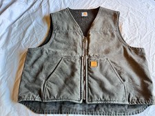 Carhartt Vintage Duck Canvas Vest Sherpa Lined V26-GVL Men s 2XL Gravel