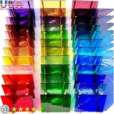 Vibrant Stained Glass Sheets 36 Packs Stained Glass Craft Mosaic Projects New