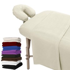 LONDON LINENS Extra Thick 3 Piece Set Massage Table 3 Set, Natural
