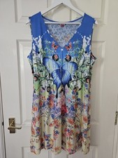 Joe Browns Butterfly Dress Size 14 Sleeveless Lace Back Colourful Summer
