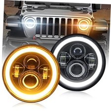 7 Inch Led Headlights Halo Angel Eyes DRL Amber Turn Signal Lights White Amber