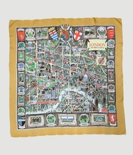 VTG 50s SALTERIO The Bastion of Liberty map silk square scarf 34" RARE