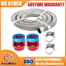 Universal 3FT Fuel Line Hose Kit Nylon Stainless Steel Braided Oil Hose Fittings