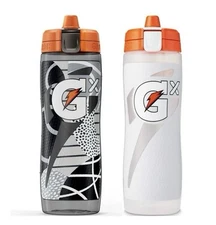 NEW Gatorade Gx Squeeze Bottle 30 Oz 2 pack  White Black