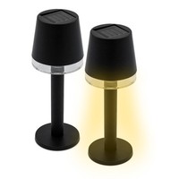 Solar Led Tisch Leuchte Schwarz 22 Cm - 2Er Set - Garten Deko Lampe Warm Weiß