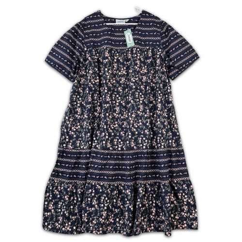 National Muumuu Housedress Womens Plus Size 2X Navy Blue Floral Short Sleeve NWT