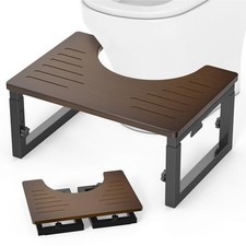 Bamboo Toilet Stool Squat, 7in 8 in 9in Adjustable Heights, Foldable Poop S...