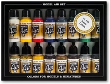 Vallejo Model Air Acrylic Paint Set 16 Colors 17ml Bottles for Airbrush Use New