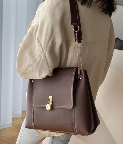 Women PU Leather Handbag Chain Shoulder Bag Messenger Satchel Tote Crossbody Bag - Picture 3 of 15